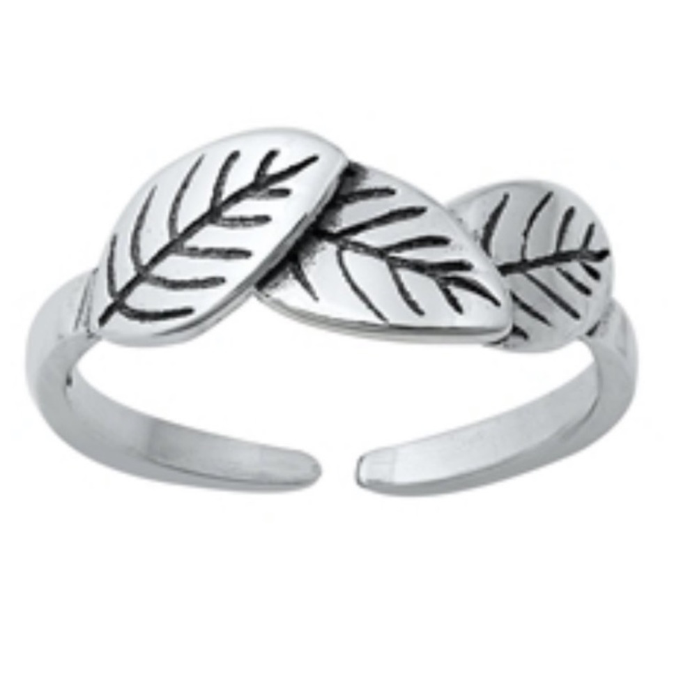 .925 Sterling Silver Leaf Toe Ring - image 2